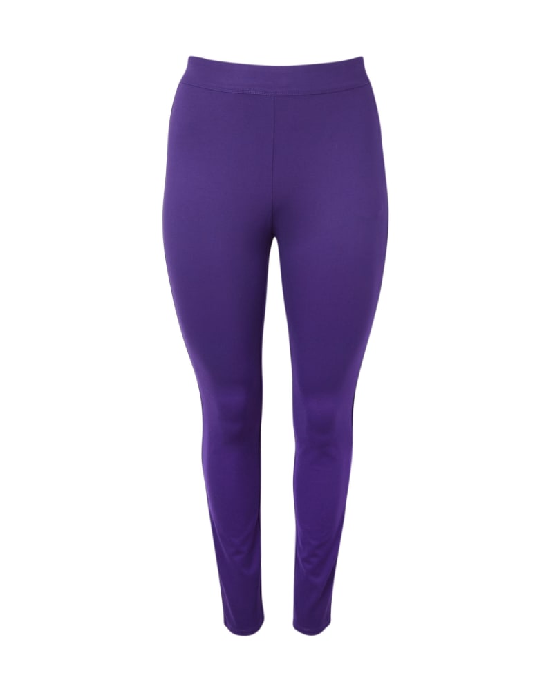 Front of a size 1X Micah Ponte Legging in Purple by Molly & Isadora. | dia_product_style_image_id:254401
